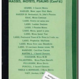 Masses, motets, Psalms