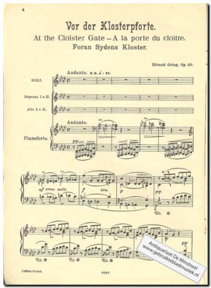 Vor der klosterpforte opus 20 ((Text, Deutsch/English/Fra/Noors) - Afbeelding 2
